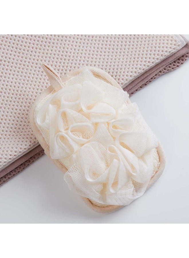 mikimini Bath Mitt for Women, Bath Pouf Mesh Brushes 2 Packs Set | Loofah Sponge & Exfoliating Pad 2 in 1 Professional Design | Exfoliating Gently with the Elastic Hand Strap or Wearing the Mitten - Image 2