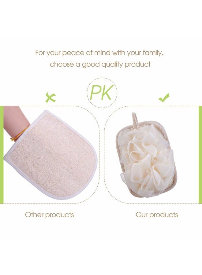 mikimini Bath Mitt for Women, Bath Pouf Mesh Brushes 2 Packs Set | Loofah Sponge & Exfoliating Pad 2 in 1 Professional Design | Exfoliating Gently with the Elastic Hand Strap or Wearing the Mitten - Image 5