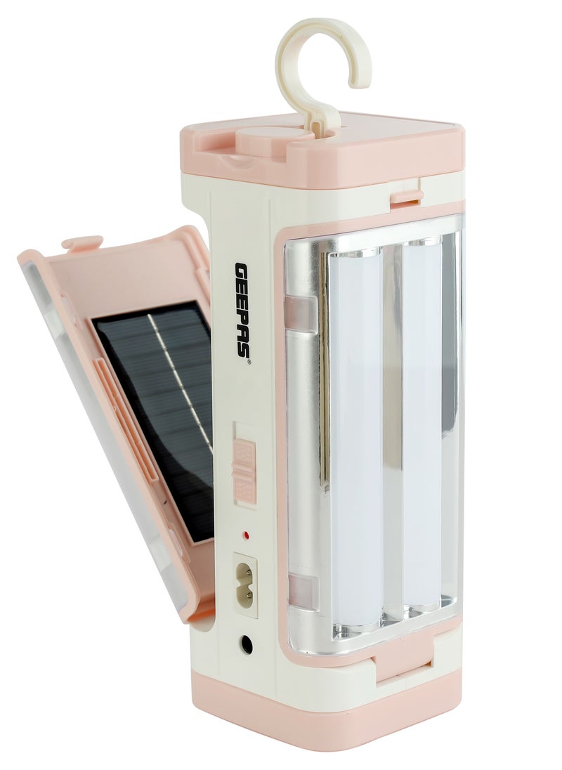 GEEPAS - Rechargeable Solar LED Lantern| Energy Efficient Design with Solar Input and Solar Panel| Compact, Portable and Light-Weight Design with 8 Hours Long Operating Time| Foldable and Portable Lantern| Perfect for Indoor and Outdoor Use|GSE5543 - Image 1