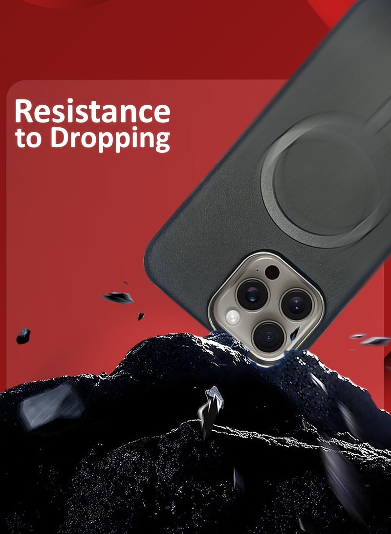 CATANES 2 Pack of PU Leather Case for Apple iPhone 15 Pro Max Compatible with Magsafe, Shockproof Drop Proof Protective Slim Case Classic Black - Image 5