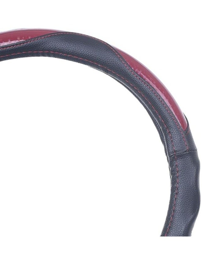 غطاء طارة دركسيون من الجلد والمطاط والالياف الكربونية - احمر - Image 3