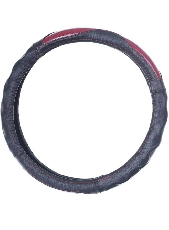 غطاء طارة دركسيون من الجلد والمطاط والالياف الكربونية - احمر - Image 2