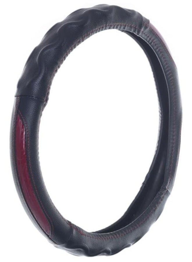 غطاء طارة دركسيون من الجلد والمطاط والالياف الكربونية - احمر - Image 1