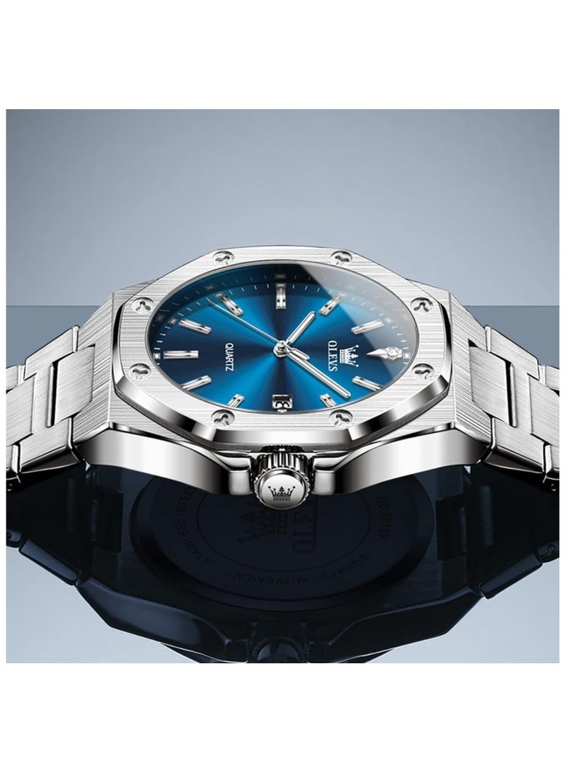 أوليفز ساعات OLEVS للرجال أنيقة تناظرية من الفولاذ المقاوم للصدأ كوارتز تناظرية وجه كبير مضيء مقاوم للماء 3613 - Image 5