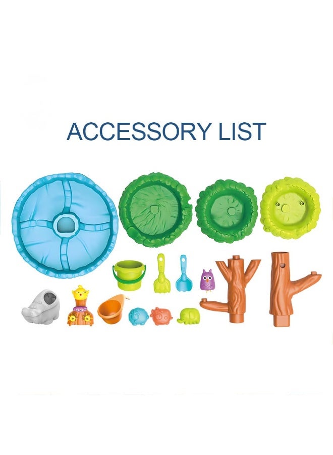 XICEN Sand and Water Table for Kids, 4 Tiers Tree Shaped Water Table with Bucket and Shovel, Kids Summer Beach Toys, Outdoor Activity Table for Boys Girls, Cute Sand Table  - Image 5