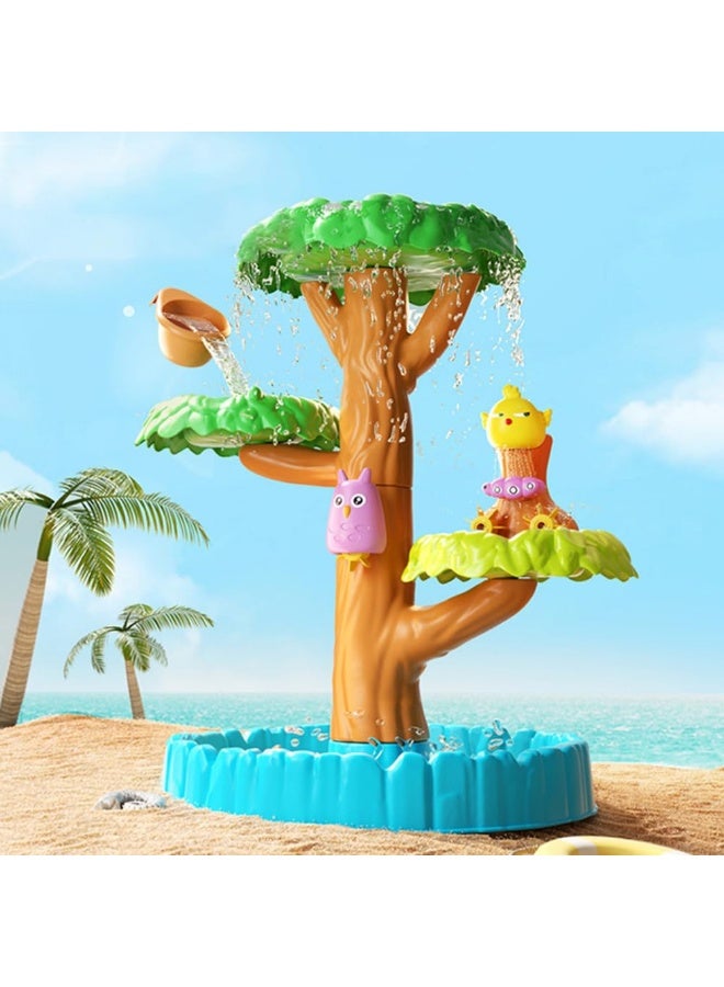 XICEN Sand and Water Table for Kids, 4 Tiers Tree Shaped Water Table with Bucket and Shovel, Kids Summer Beach Toys, Outdoor Activity Table for Boys Girls, Cute Sand Table  - Image 3