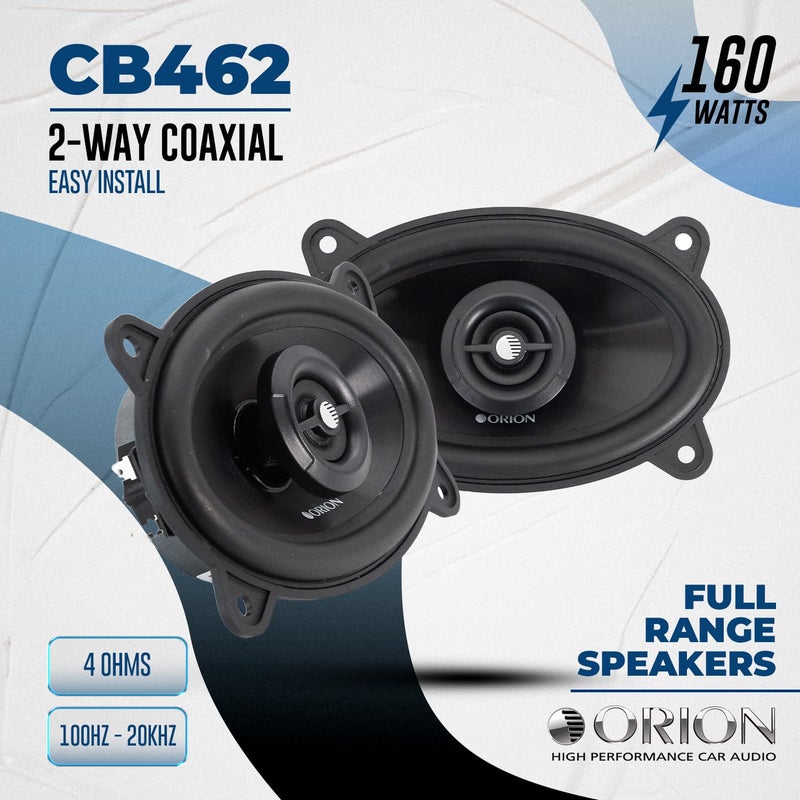 ORION Cobalt Series CB462 4x6â€ 2-Way Coaxial Car Speakers, 160W, 4 Ohms, Full Range, Enhanced Bass, Polypropylene Cone & Butyl Rubber Surround, Easy Install (Pair) - Image 2