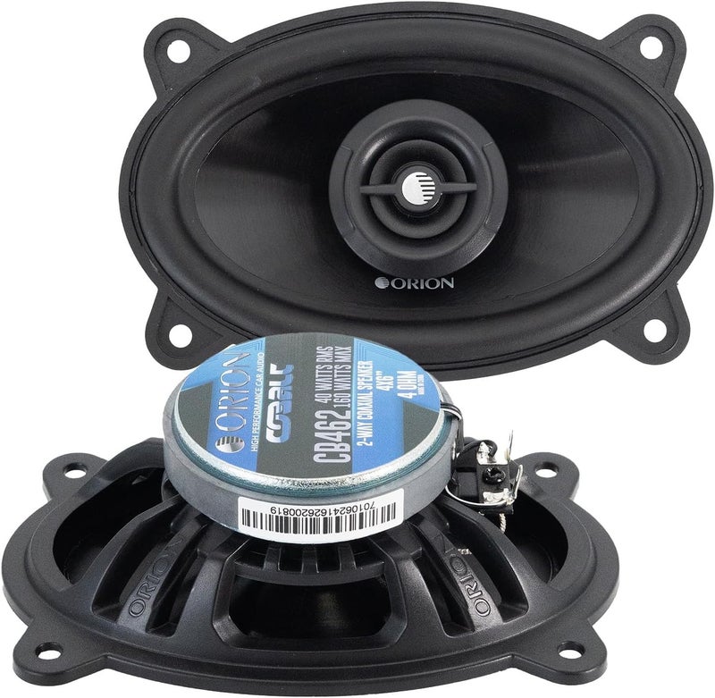 ORION Cobalt Series CB462 4x6â€ 2-Way Coaxial Car Speakers, 160W, 4 Ohms, Full Range, Enhanced Bass, Polypropylene Cone & Butyl Rubber Surround, Easy Install (Pair) - Image 1