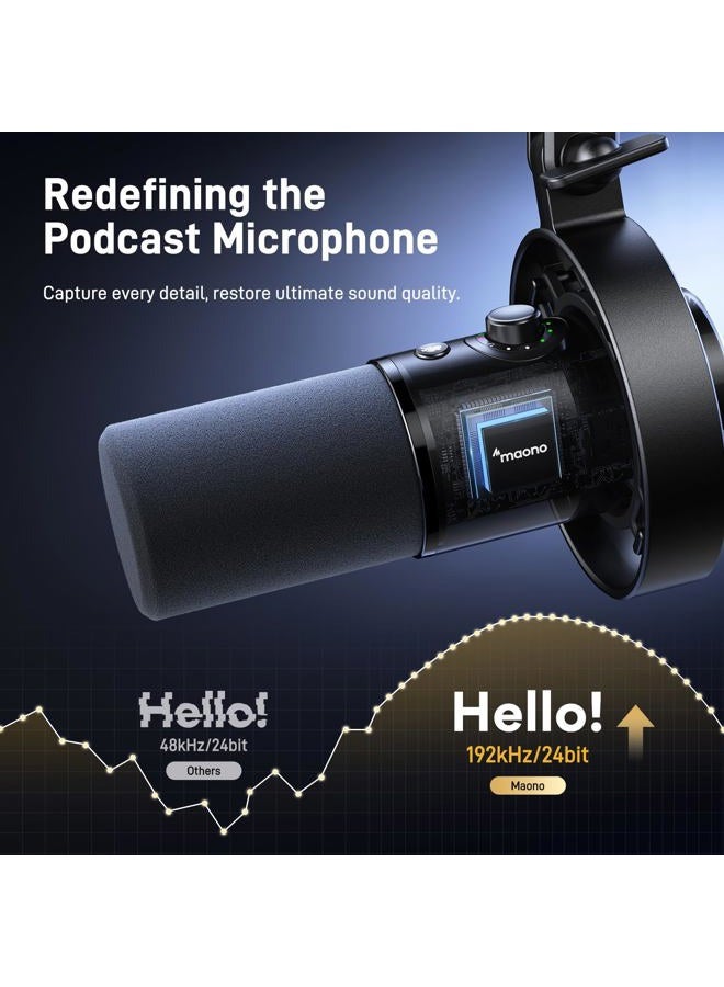Maono ميكروفون ديناميكي USB XLR للبودكاست: ميكروفون ألعاب الكمبيوتر مع 192kHz/24bit لتسجيل الاستوديو وإنشاء المحتوى PD300XT - Image 3