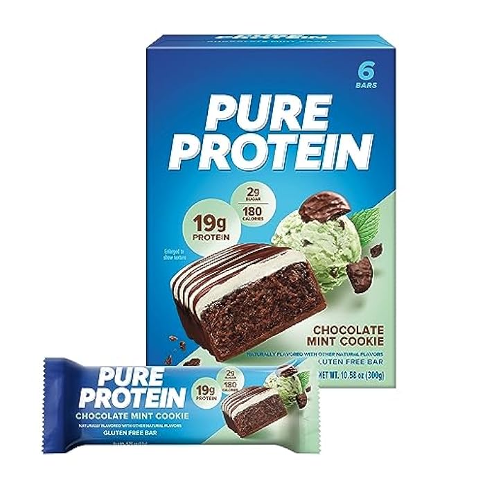 Pure Protein Bars, High Protein, Nutritious Snacks to Support Energy, Low Sugar, Gluten-free, Chocolate Mint Cookie,1.76oz, 6 Pack - Image 1