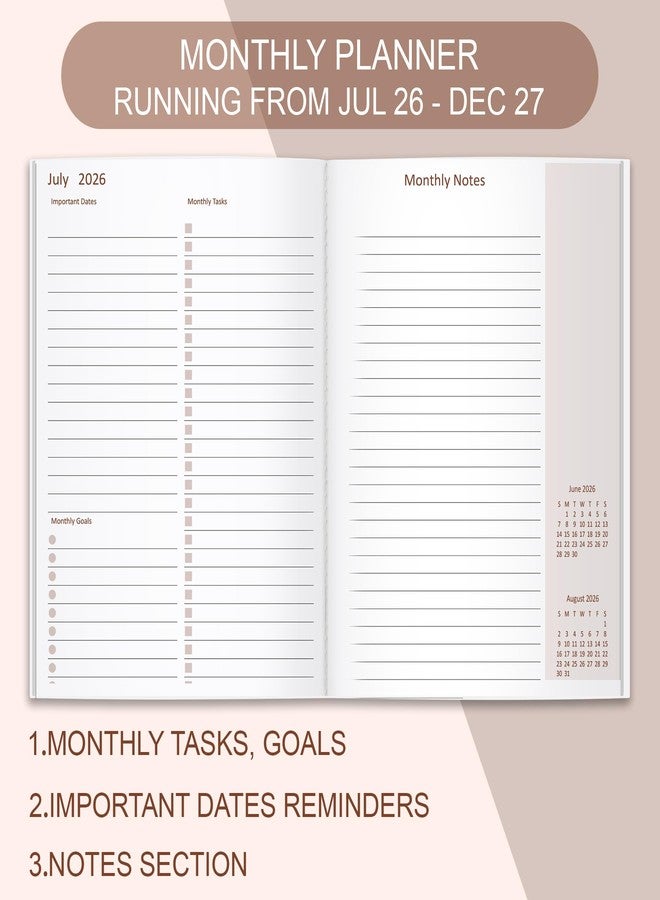 Getvow 2026-2027 Monthly Planner - 18 Months Calendar from July 2026 - December 2027, Monthly Planner 2026-2027 Easy to Organize Your Daily Life, 7" x 10", Pink - Image 3