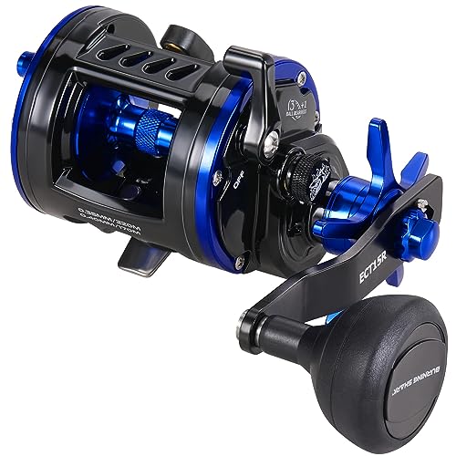 Burning Shark Fishing Reel Round Baitcasting Reel Saltwater Inshore Surf Trolling Reel Conventional Reel for Catfish Musky Bass Pike ECT15R ASize15 Right Hand without Line Counter - Image 3