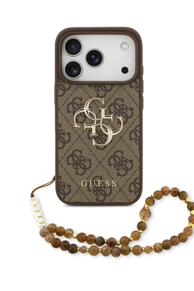 GUESS iPhone 17 Pro Max 4G PU Leather Case With Big 4G & Classic Logo & Lanyard / Ultra Slim / lightweight design / Easy Installation - Brown