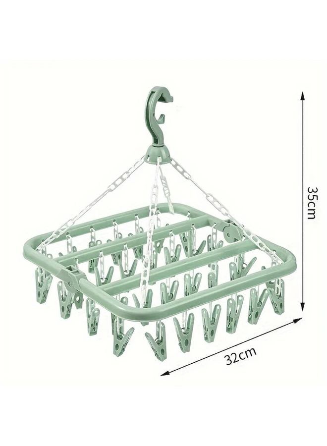 Nordic Green 32 Clip Multipurpose Hanging Clothes Dryer Space Saving Laundry Rack - Image 1