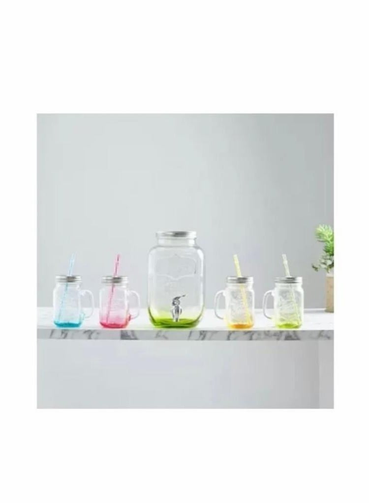 Beverage dispenser set and 4 jars - Image 1