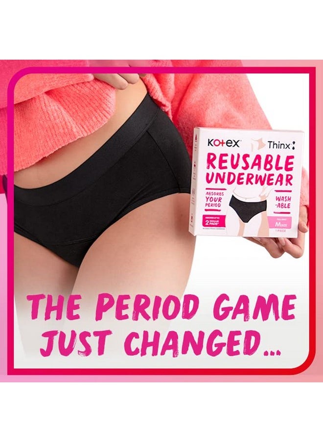 Kotex - Reusable Period Underwear (Large Size, Pack Of 1) For Light/Medium Flow Period Protection | Leakproof With Odour Control | Easy To Wash - Washable Upto 50 Times | Full Coverage - Image 1
