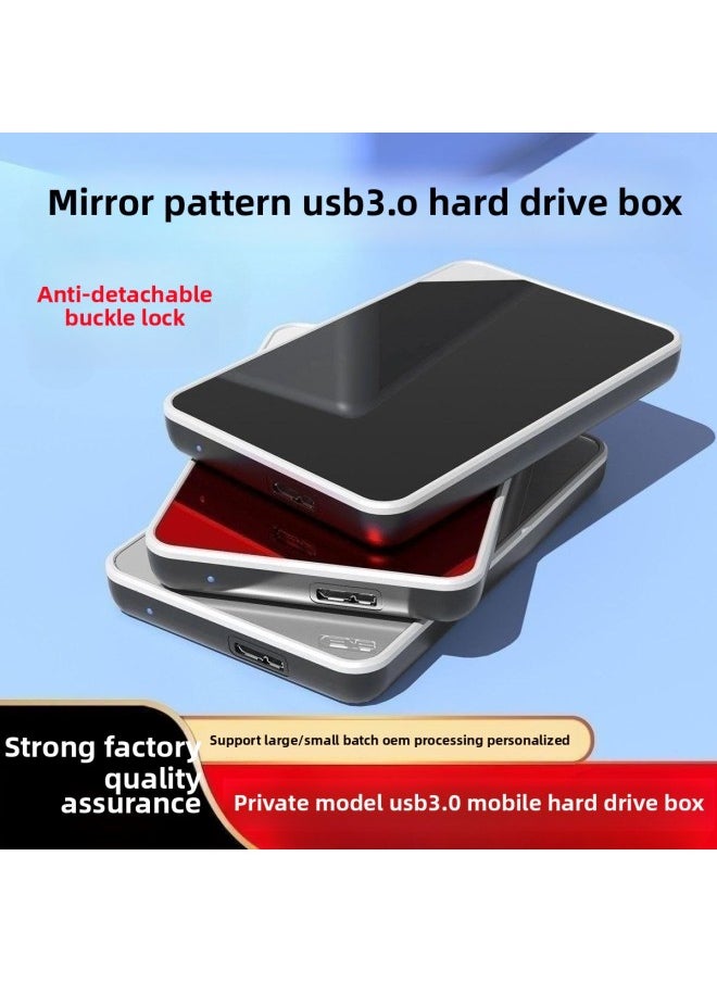 Non-removable USB3.0 Mobile Hard Disk Box 2.5-inch Laptop SSD Solid State Hard Disk Box-Color:Red Mirror USB3.0 Hard Disk Box  - Image 2