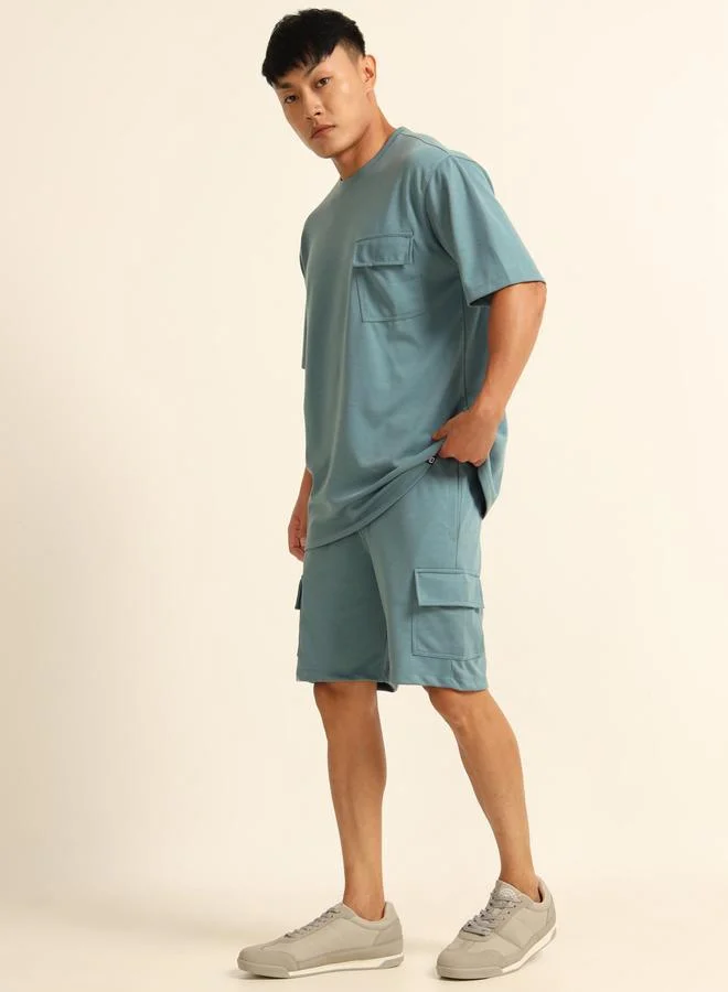 Bushirt Bushirt Men Drop-Shoulder Oversized T-Shirt and Shorts Set