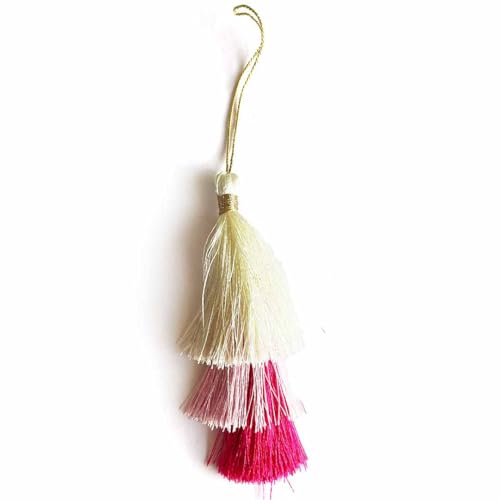 Adikala Set of 10/20 Three Color Mix Fancy Silk Tassels Latkan for Perfect Embellishments for Suit, Kurti, Gown, Saree, Blouse, Dupatta, Lehenga & Jewelry, DIY Art & Craft 15CM (10, Pink) - Image 2