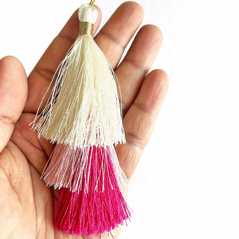 Adikala Set of 10/20 Three Color Mix Fancy Silk Tassels Latkan for Perfect Embellishments for Suit, Kurti, Gown, Saree, Blouse, Dupatta, Lehenga & Jewelry, DIY Art & Craft 15CM (10, Pink) - Image 5