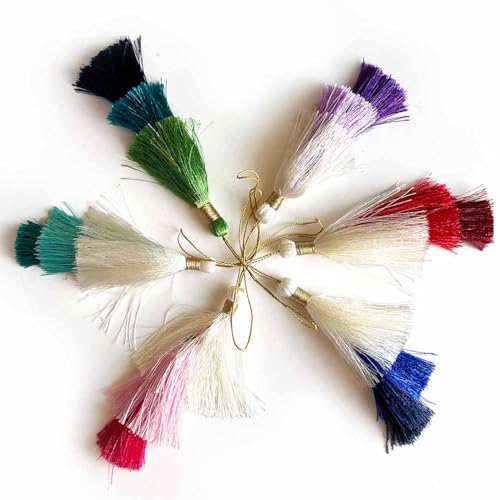 Adikala Set of 10/20 Three Color Mix Fancy Silk Tassels Latkan for Perfect Embellishments for Suit, Kurti, Gown, Saree, Blouse, Dupatta, Lehenga & Jewelry, DIY Art & Craft 15CM (10, Pink) - Image 3