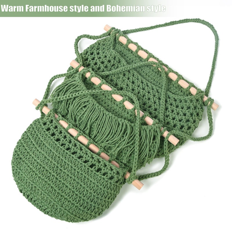 Halidali 3 Tier Hanging Fruit Baskets for Kitchen, Boho Cotton Rope Handwoven Vegetable Hammock Produce Storage Wall Mounted Large Organizing Basket for Farmhouse Decor, Over The Door, Onion, Potato (Green) - Image 3