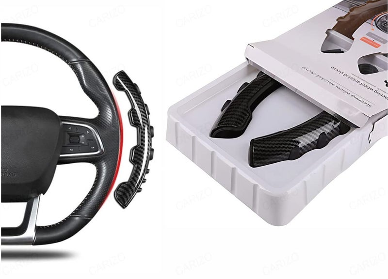CARIZO Carbon Fiber Steering Wheel Cover Non Slip Steering Wheel Grips Booster Cover Compatible with Hyunndai Verna (2023) - Image 2