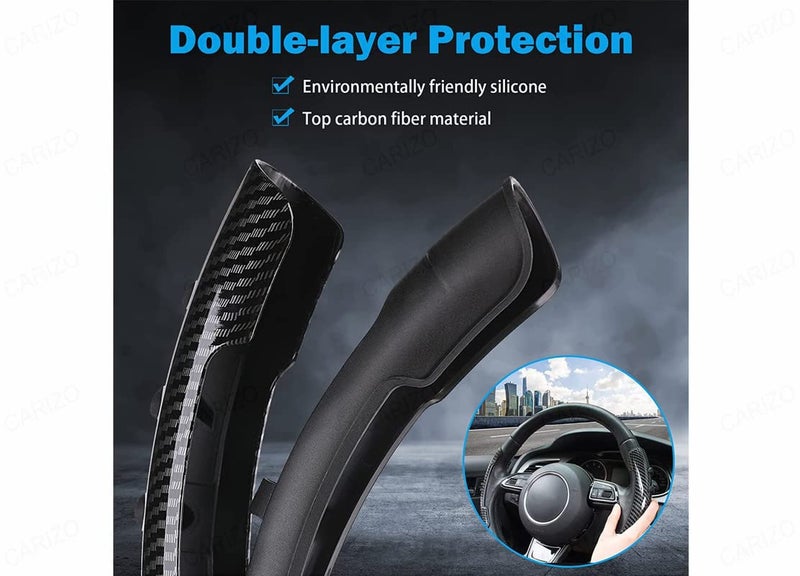 CARIZO Carbon Fiber Steering Wheel Cover Non Slip Steering Wheel Grips Booster Cover Compatible with Hyunndai Verna (2023) - Image 4
