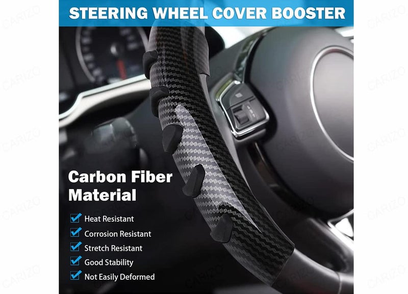 CARIZO Carbon Fiber Steering Wheel Cover Non Slip Steering Wheel Grips Booster Cover Compatible with Hyunndai Verna (2023) - Image 5