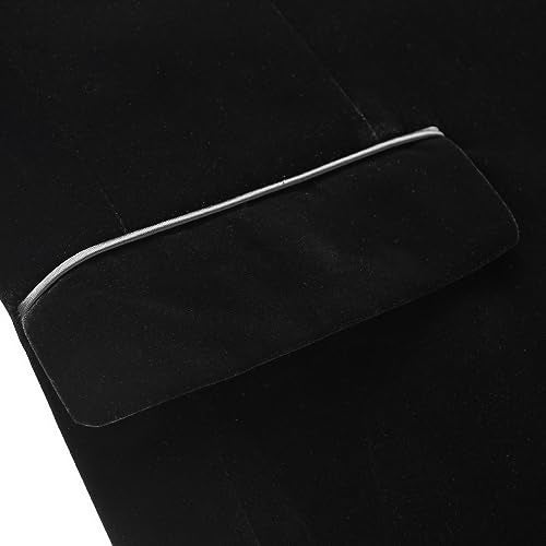 KUDORO Mens Velvet Suit Jacket Slim Fit Blazer for Men Shawl Collar Tuxedo Jacket Solid Single Breasted Sports Coat for Dinner Prom Black - Image 5