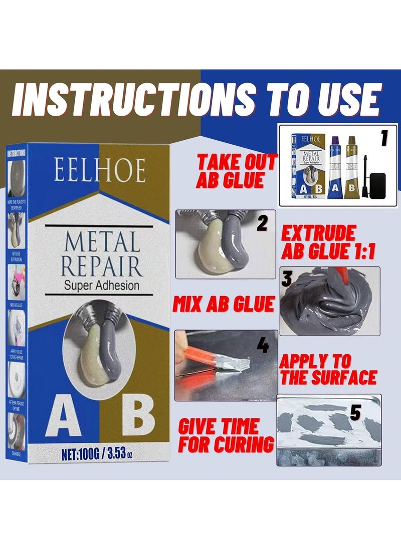 EELHOE Liquid Metal Glue, High Temperature Adhesive ab Glue, Appliances Casting Metal Repair Paste, Radiator Pipe Tank Repair Metal Filler, EELHOE Metal Repair - 100 Gram  - Image 4