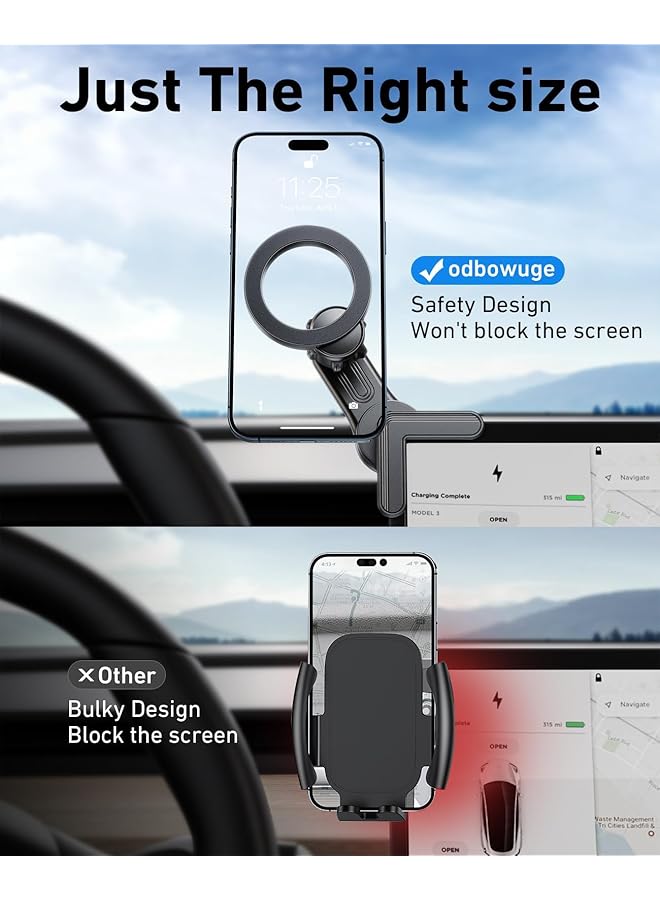 KASTWAVE Tesla Phone Mount For Model 3/Y – Strong Magnetic Magsafe Car Holder, 360° Adjustable, Super Stable Mount For Iphone 15/14/13/12 Pro Max, Teslamount 2 - Image 4