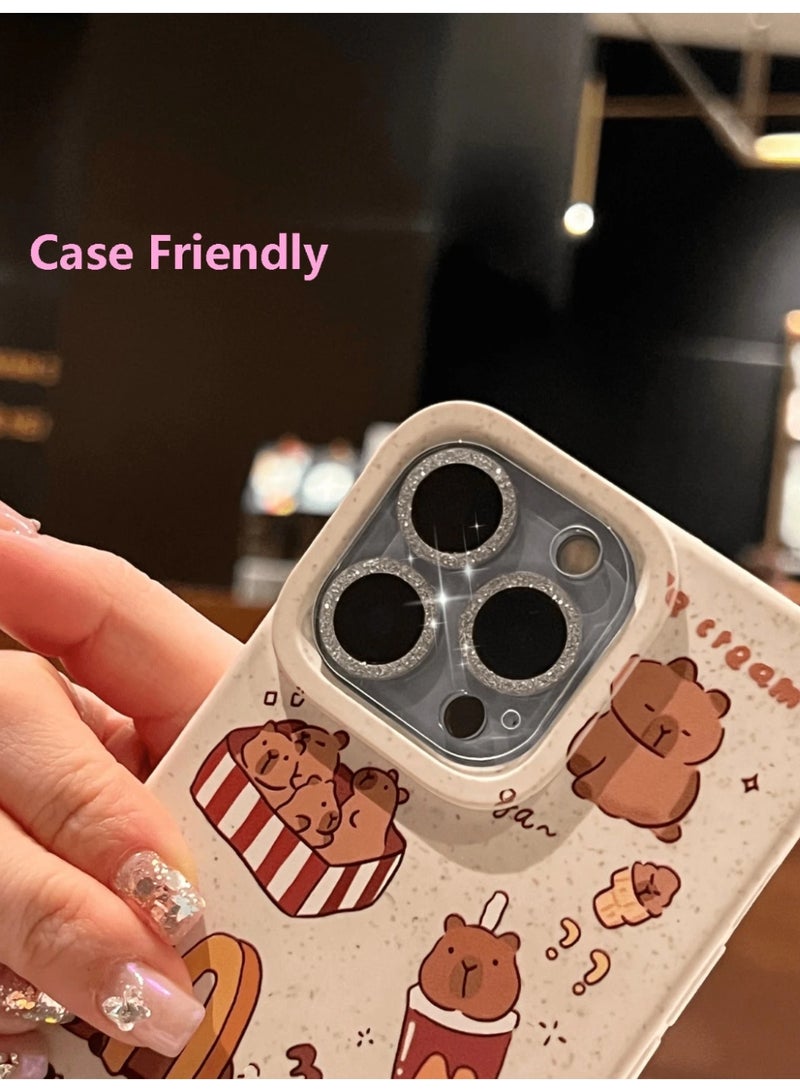 HPRT Camera Lens Protector For iPhone 16 Pro / 16 Pro Max, 1Pc Tempered Glass Lens Protector, Glitter Diamond HD Clear Full Coverage Camera Cover For Daily Use (Transparent) - Image 3