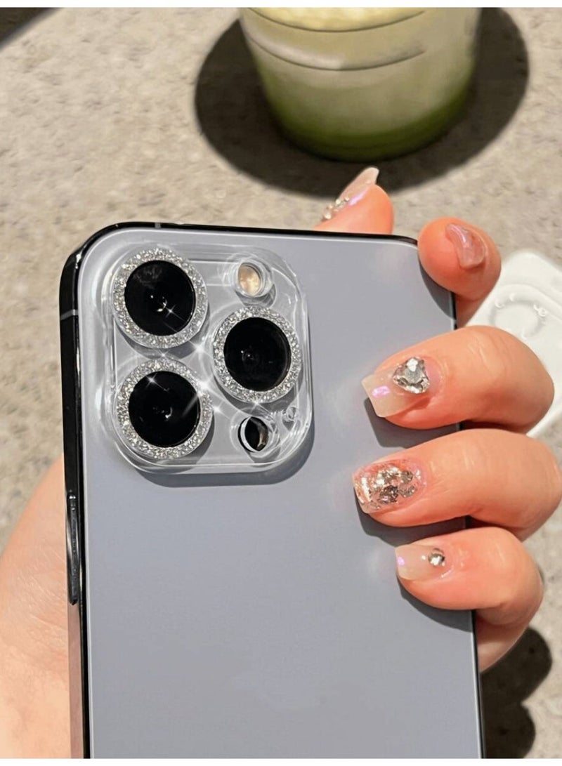 HPRT Camera Lens Protector For iPhone 16 Pro / 16 Pro Max, 1Pc Tempered Glass Lens Protector, Glitter Diamond HD Clear Full Coverage Camera Cover For Daily Use (Transparent) - Image 2