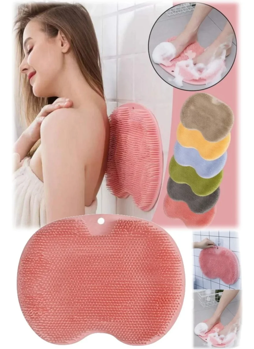 موبي Suction Cup Bath Brush Massage Pad Silicone Back Scrubber Foot Washcloth Deep Cleaning