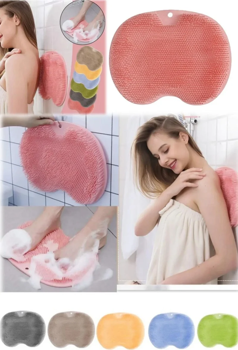 Mobee Suction Cup Bath Brush Massage Pad Silicone Back Scrubber Foot Washcloth Deep Cleaning
