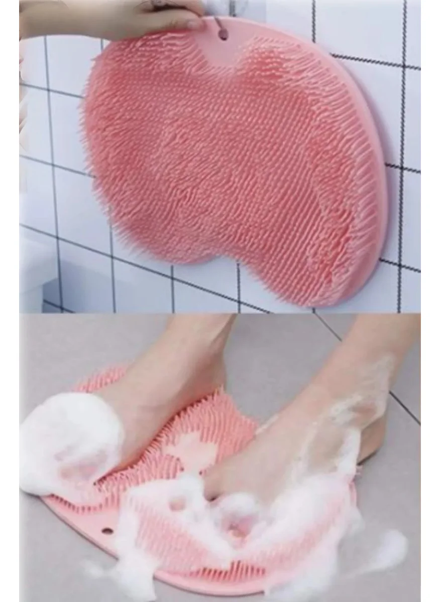 موبي Suction Cup Bath Brush Massage Pad Silicone Back Scrubber Foot Washcloth Deep Cleaning