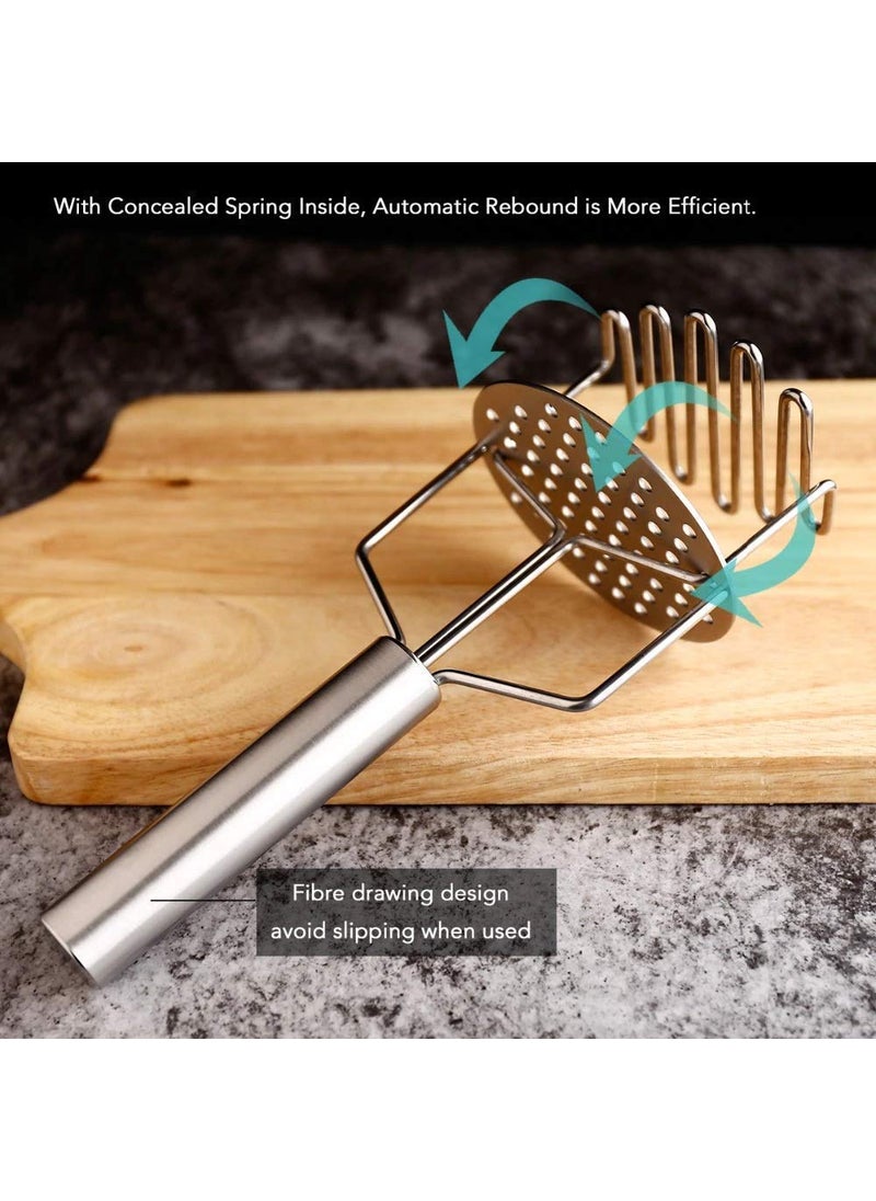 Gopinath Autolink Gopinath Autolink Present Potato Masher with Spring Stainless Steel Potato Hand Masher for DateablePotatoBaby Foodpav bhajiEgg Use in Kitchen Utensils Machine  - Image 4