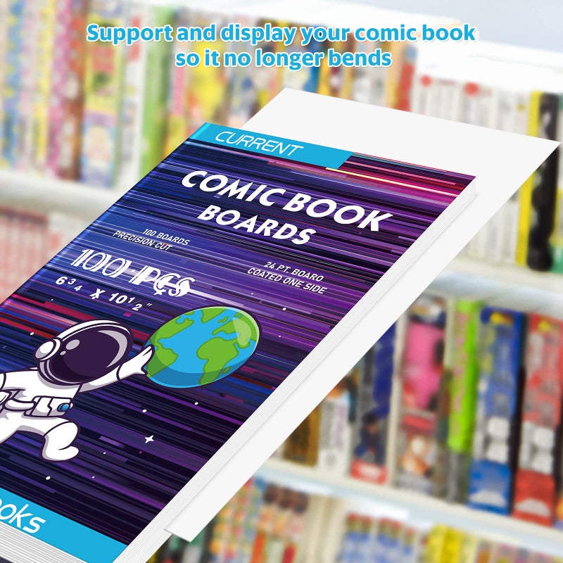 YSCare 100 Comic Book Boards, Current Size Comic Book Boards, Acid-Free Backing Board,Thick and Durable Books Board for Regular Comics Archival (White) - Image 3