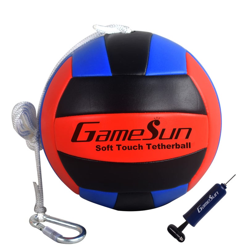 GAMESUN Tetherball Ball and Rope Set- Tetherball Ball with Rope and Carabineer Hoop, Two-Needles Pump, Glow in Dark - Image 1