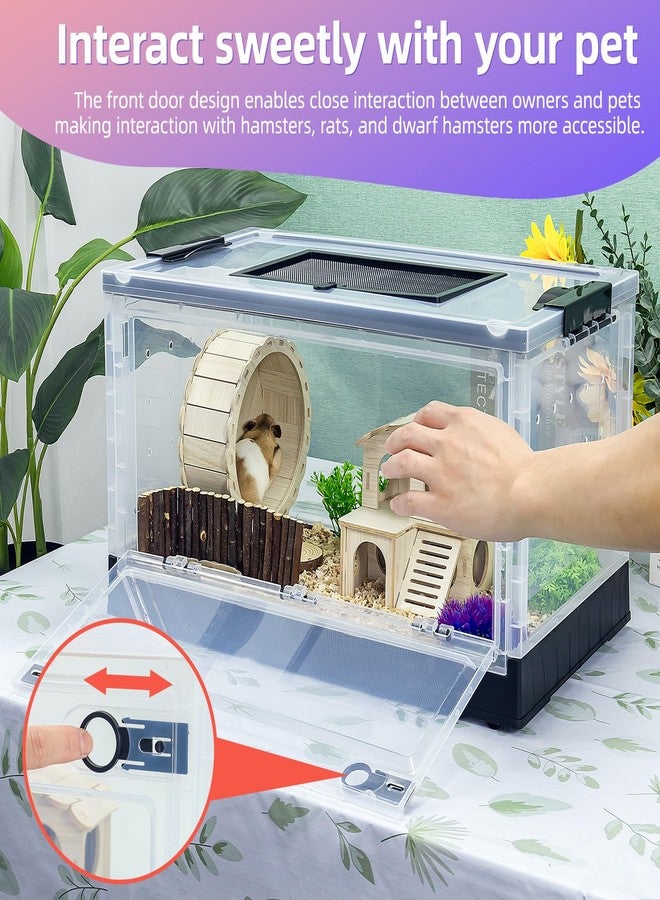 RunDuck Hamsters Cage Large, Foldable Portable 360° Viewing Ventilated Cages with Villas, Exercise Wheels, for Hamsters, Rats, Dwarf Hamsters, Gerbils, Guinea Pigs Black, 16" L x 12" W x 9.5" H - Image 4
