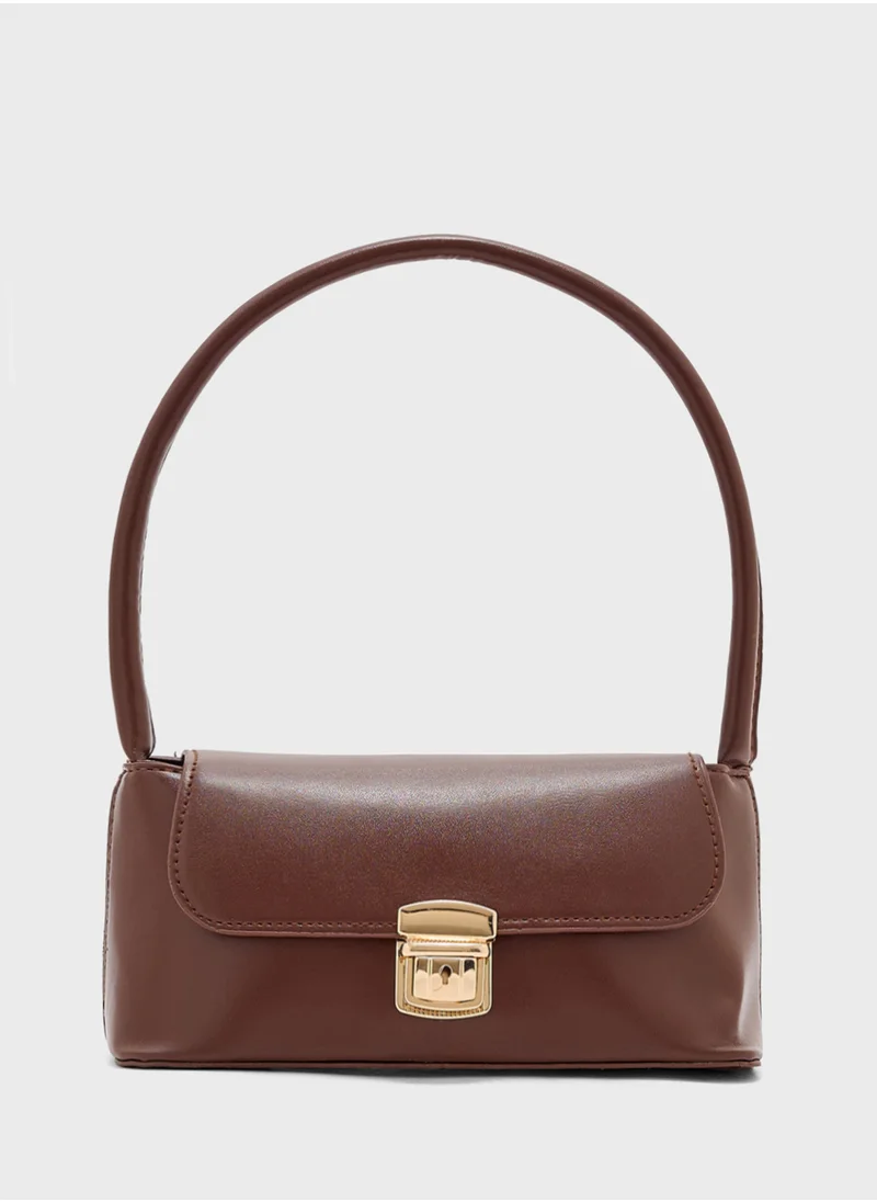 ELLA Metal Clasp Detail Shoulder Bag