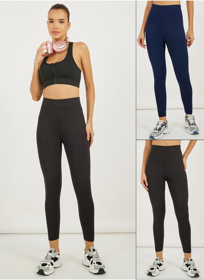 Styli Pack of 2 - Broad Waistband Basic Leggings  - Image 1