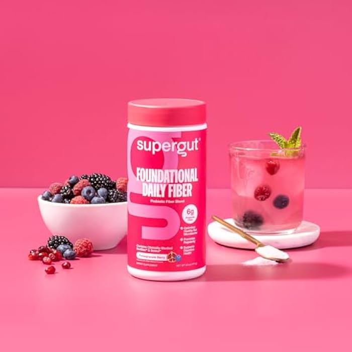 Supergut Foundational Daily Fiber Powder, Sugar Free & Vegan Prebiotic Fiber Blend for Gut Health & Digestive Support, Supplement for Men & Women with Solnul & Sunfiber, Pomegranate Berry, 18 Servings - Image 2