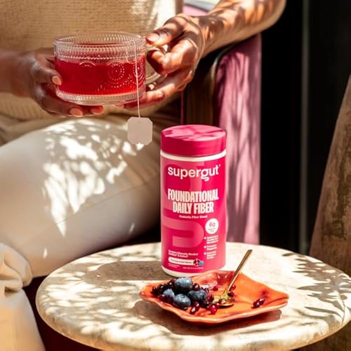 Supergut Foundational Daily Fiber Powder, Sugar Free & Vegan Prebiotic Fiber Blend for Gut Health & Digestive Support, Supplement for Men & Women with Solnul & Sunfiber, Pomegranate Berry, 18 Servings - Image 3