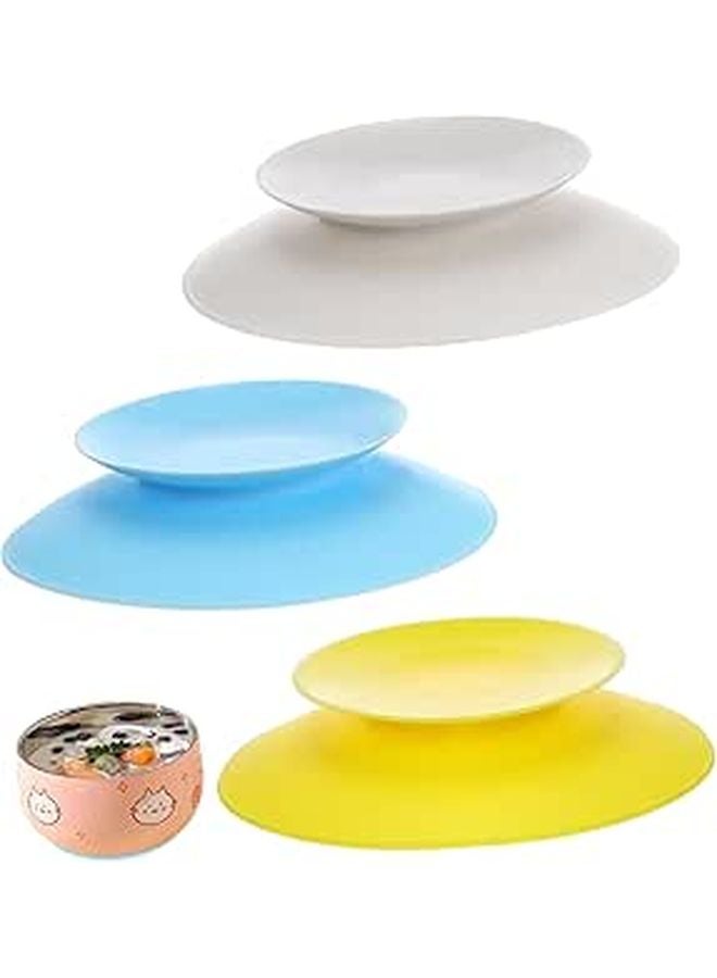 3Pcs Silicone Suction Plates Double Sided Sucker Pads Non Slip Grip Dish Bowl Suction Cups Easy Cleaning Family Dining - Image 1