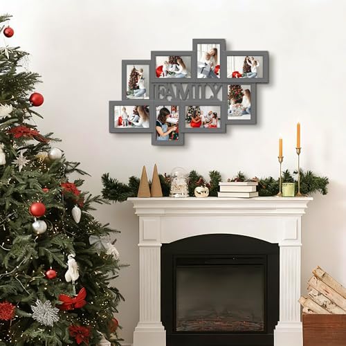 Jerry & Maggie Family Photo Frame Collage – 8 Opening Wall Picture Frames for 4x6 Photos, Multi Picture Frame for Wall Decor, Gallery Collage Frame for Family Wall Art, Ashes - Image 2
