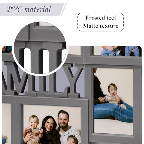 Jerry & Maggie Family Photo Frame Collage – 8 Opening Wall Picture Frames for 4x6 Photos, Multi Picture Frame for Wall Decor, Gallery Collage Frame for Family Wall Art, Ashes - Image 5
