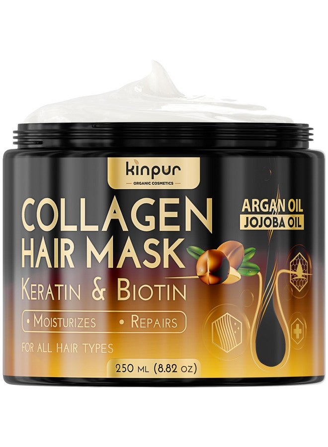 KINPUR ORGANIC COSMETICS Hair Repair Mask with Collagen, Biotin, Argan Oil - Moisturizing Treatment for Dry, Damaged, Split Hair, Hair Loss, and Heat & Color Protection - Image 1