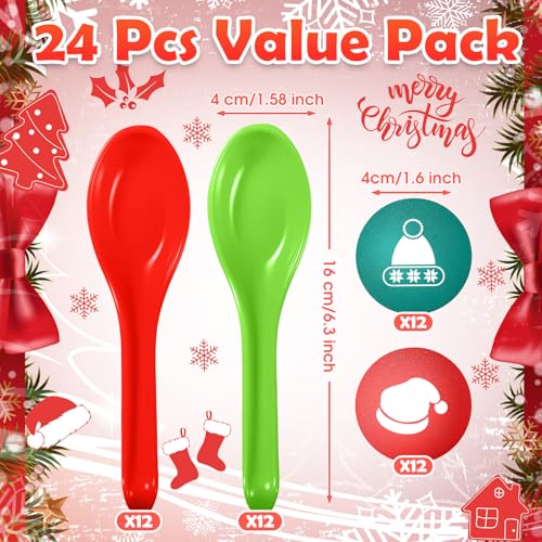 JellyArch 48 Pack Christmas Game for Family Party Spoon Relay Race Set Christmas Tree Santa Snowman Reindeer Ball and Spoon Race Game for Indoor Outdoor Holiday Party GiftsHats - Image 5